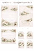 Feverfew and ladybug themed stationery set