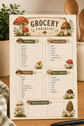 Mushroom themed printable Grocery Checklist