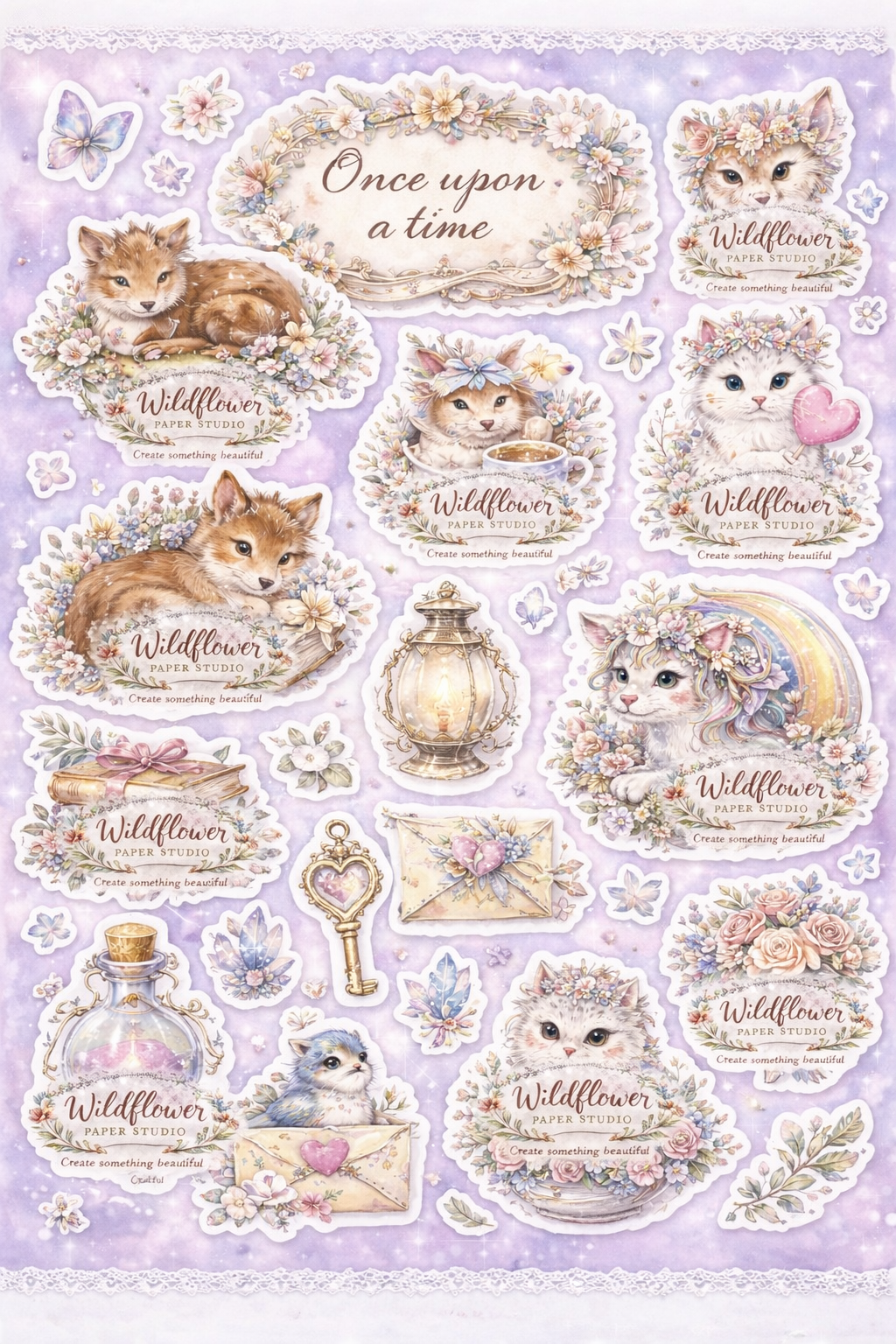 Enchanted animal scrapbooking and sticker set