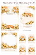Verspieltes Briefpapier-Set im Sonnenblumen- und Fuchs-Design (PDF-Download)