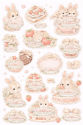 Bunny themed printable washi tape and sticker set