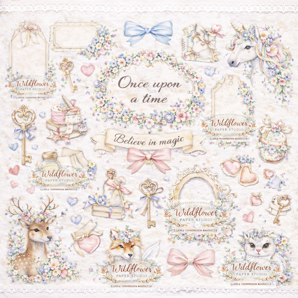 Enchanted animal scrapbooking and sticker set