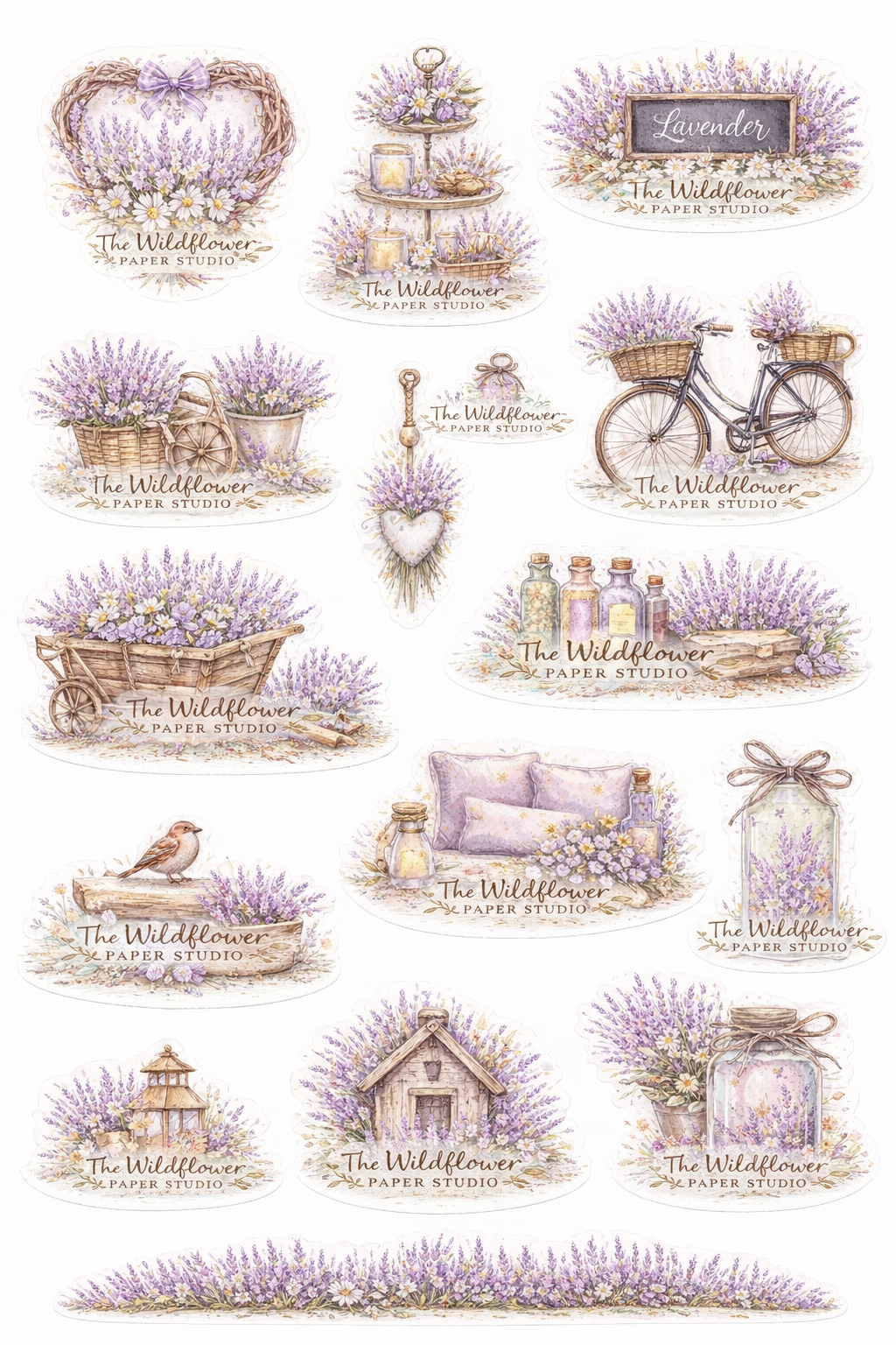 Lavender themed printable sticker set (the watermark will be removed once purchased)