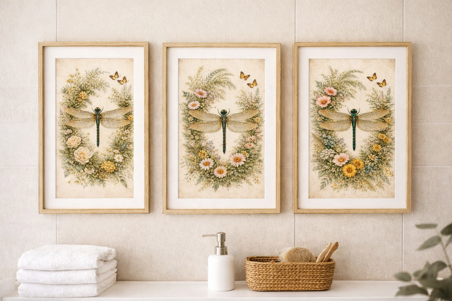 Botanical Dragonfly printable wall decor set  (this set consist of 3 prints)