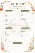 FREE Wildflower themed pdf printable grocery list