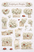 Feverfew and Ladybug themed printable stickers set
