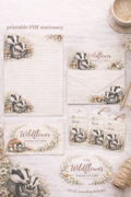 Woodland charm, Badger themed printable stationery set