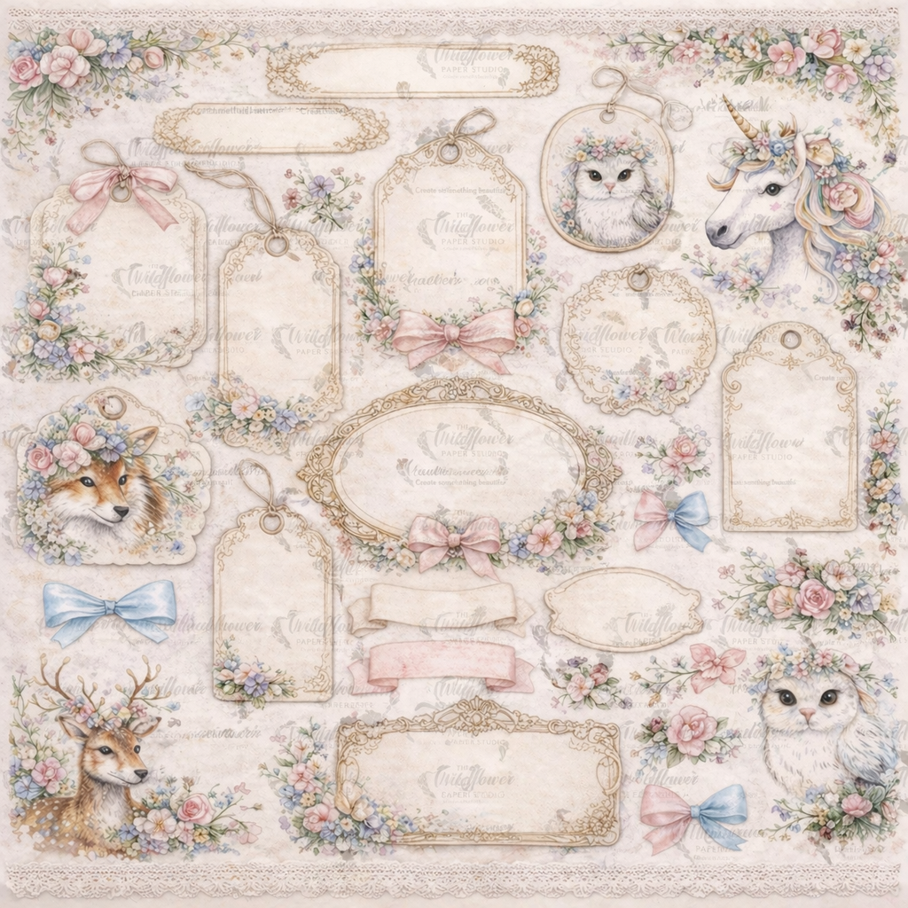 Enchanted animal scrapbooking and sticker set
